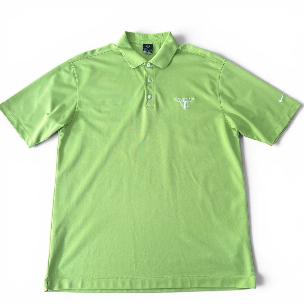 Nike Dri Fit UV Polo Robert‎ Trent Jones Men L Neon Green Golf Performance Shirt